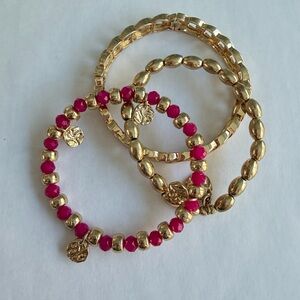 Lilly Pulitzer gold and pink 3 bracelet set